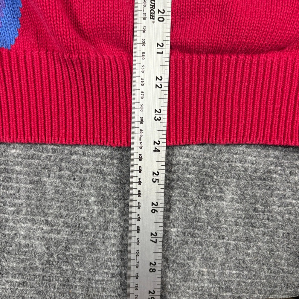 IZOD Sweater Vest Men Medium Red Blue Green Geometric V Neck Cotton Vest - Picture 4 of 5